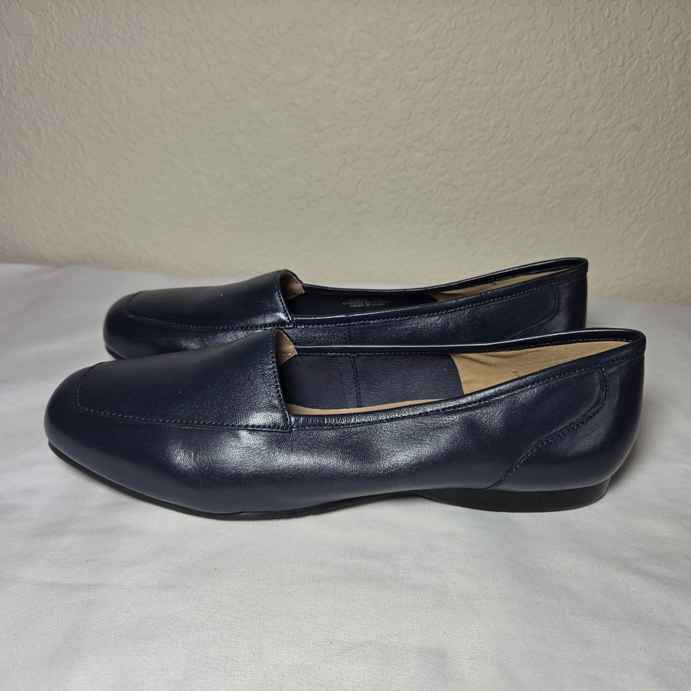 Array Womens Navy Blue Leather Square Toe Loafers Flats Size 12M 1031948